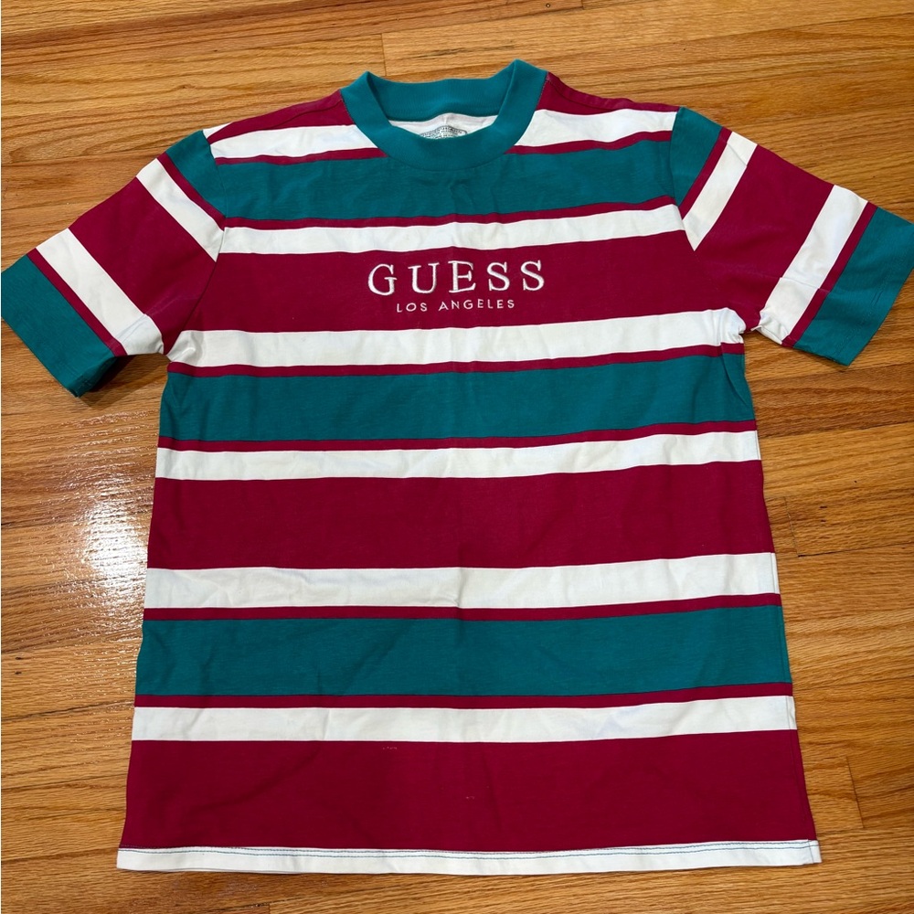 Guess Colorful Striped Tee in Red and Teal